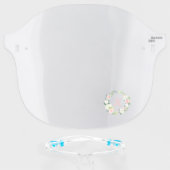 Watercolor Pink Floral Wreath Monogrammed Face Shield (Front w/Glasses)