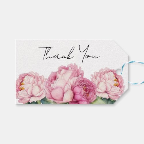 Watercolor pink florals pink peonies pink roses gift tags