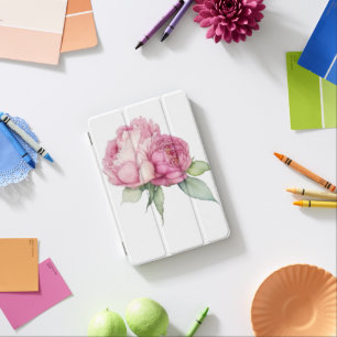 Watercolor pink florals pink peonies pink roses iPad mini cover