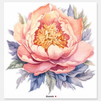 Watercolor Pink Flower Bouquet Vintage Botanical Sticker by bestgiftideas at Zazzle