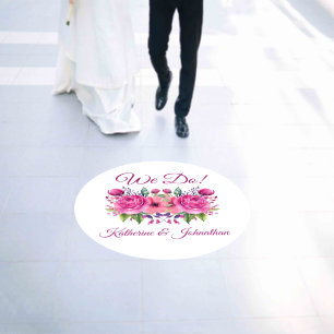 Watercolor Pink Flower Bouquet-Wedding Ceremony- Floor Decals