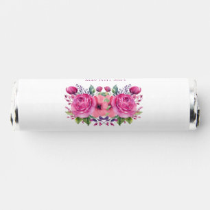 Watercolor Pink Flower Bouquet-Wedding favors- Breath Savers® Mints