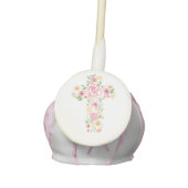 Watercolor Pink Flower Cross Baptism Cake Pops (Front)
