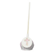 Watercolor Pink Flower Cross Baptism Cake Pops (Front)