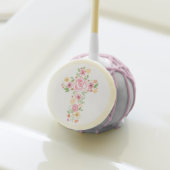 Watercolor Pink Flower Cross Baptism Cake Pops (Front Insitu)