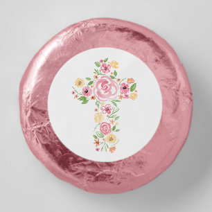 Watercolor Pink Flower Cross Baptism Dipped Oreo Cookie Favors