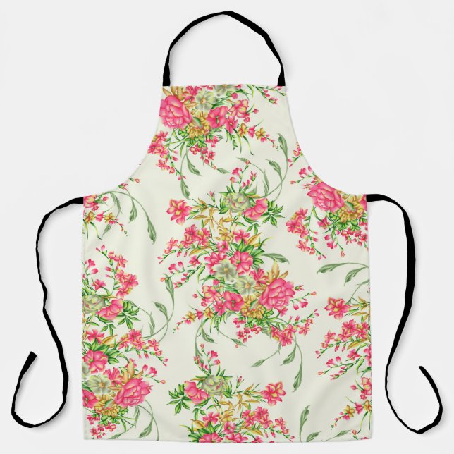 watercolor pink flower patternabstract, art, backg apron (Front)