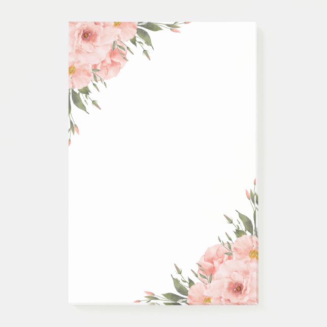 Watercolor Pink Flower Post-it Notes (Front)