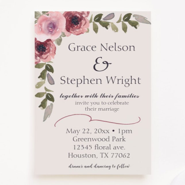 Watercolor Pink Flower Wedding Event Invitation (Creator Uploaded)