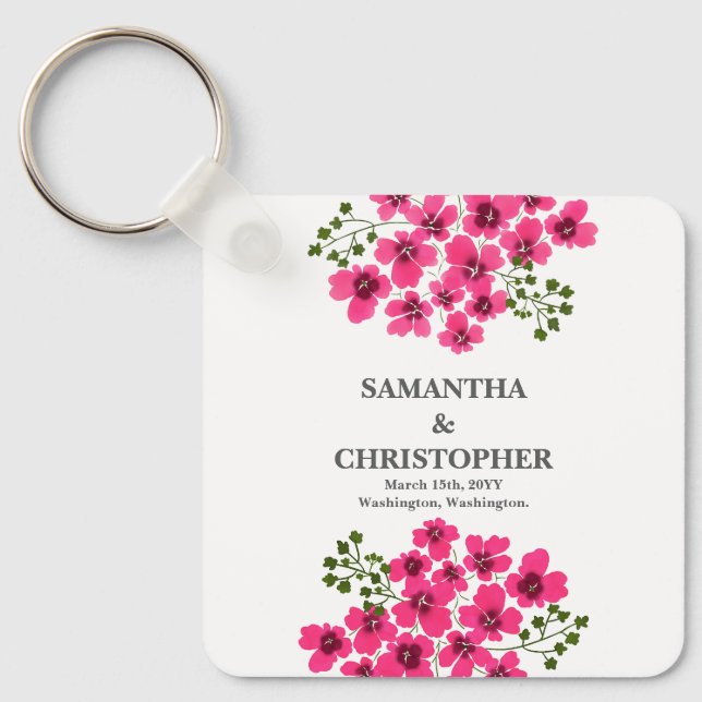 Watercolor Pink Flowers-53431 Keychain (Front)