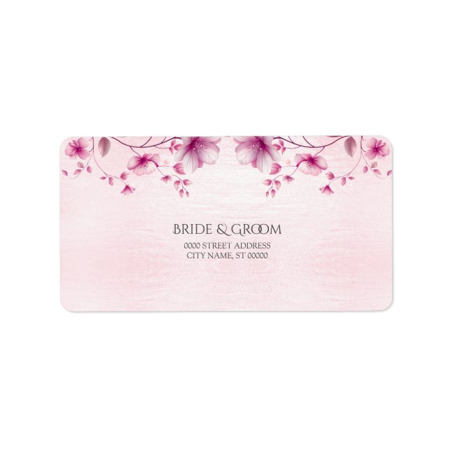 Watercolor Pink Flowers Address Label (Front)