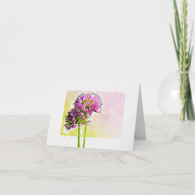 Watercolor Pink Flowers Any Occasion Note Card (Front)