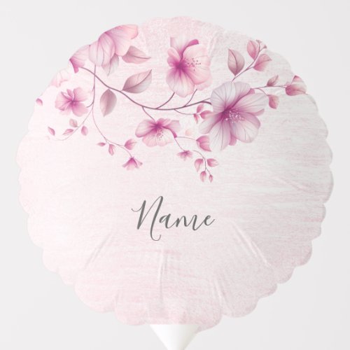 Watercolor Pink Flowers Balloon