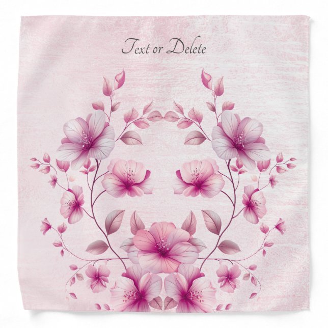 Watercolor Pink Flowers Bandana (Front)