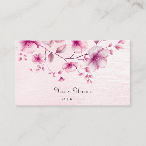 Watercolor Pink Flowers Business Card
