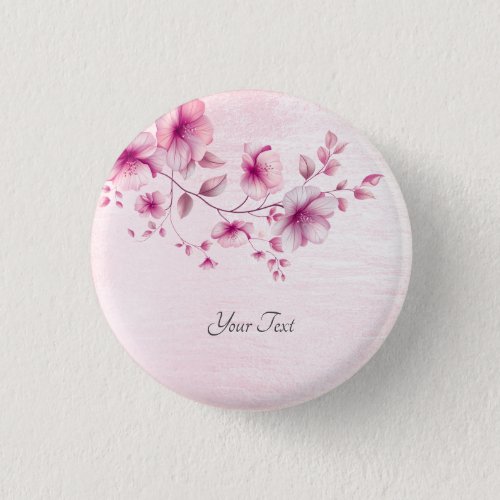 Watercolor Pink Flowers Button