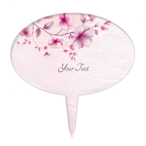Watercolor Pink Flowers Cake Topper