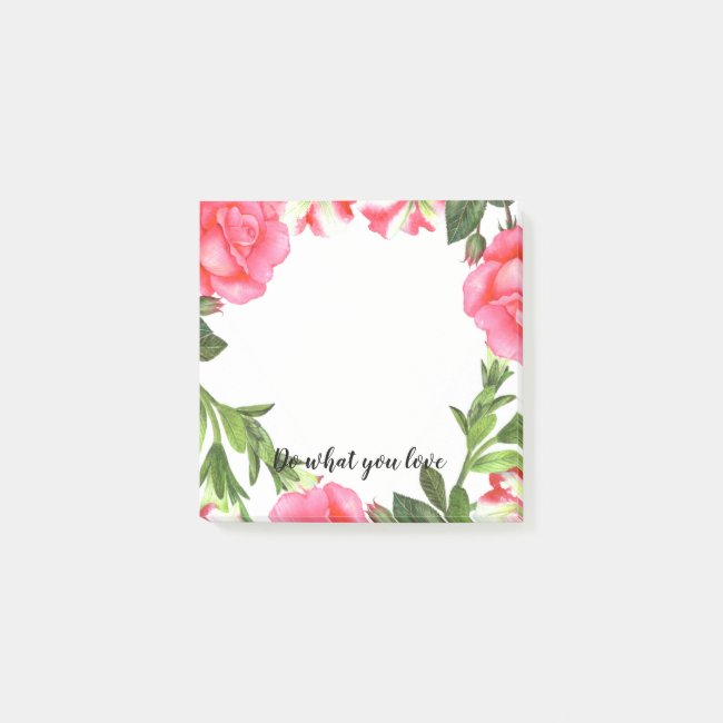 Watercolor Pink Flowers Circle Wreath
