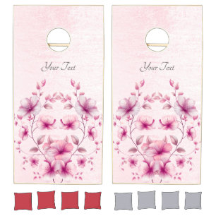 Watercolor Pink Flowers Cornhole Set