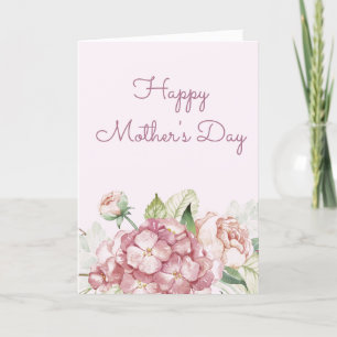 Watercolor Pink Flowers Custom Mother's Day Holiday Card