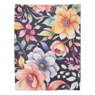 Watercolor Pink Flowers Duvet Cover