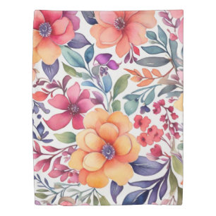 Watercolor Pink Flowers Duvet Cover