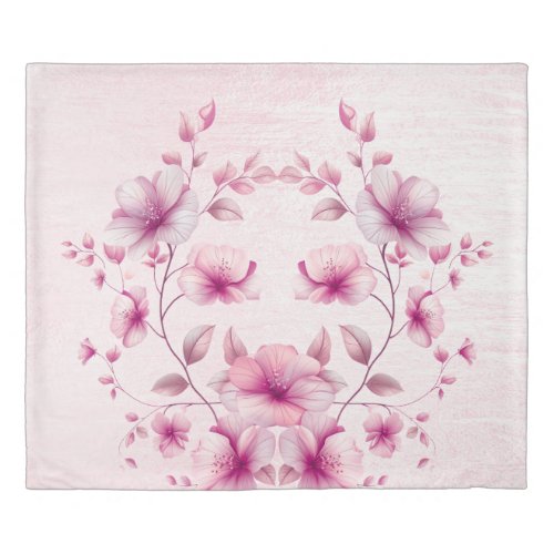 Watercolor Pink Flowers Duvet Cover