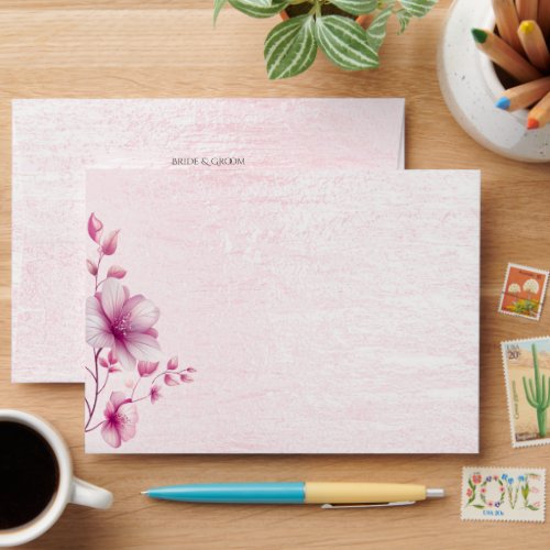 Watercolor Pink Flowers Envelope