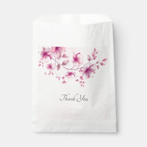 Watercolor Pink Flowers Favor Bag