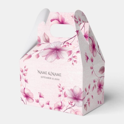 Watercolor Pink Flowers Favor Box