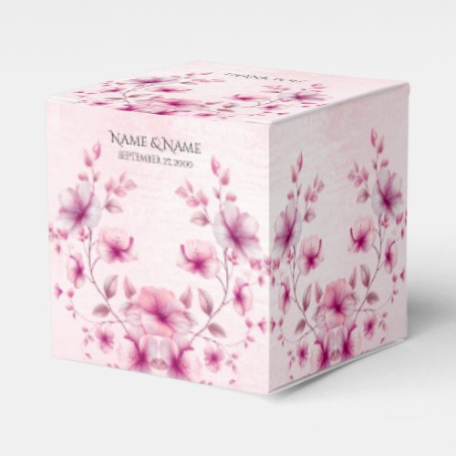 Watercolor Pink Flowers Favor Box
