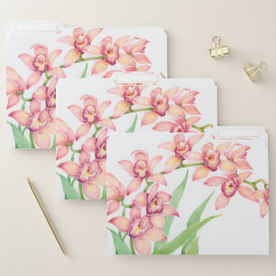 Watercolor Pink Flowers File Folder