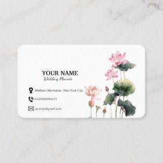 Watercolor Pink Flowers Floral Business Card