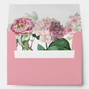Watercolor Pink Flowers Garden Wedding 5x7 Envelope