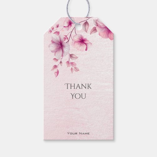 Watercolor Pink Flowers Gift Tag