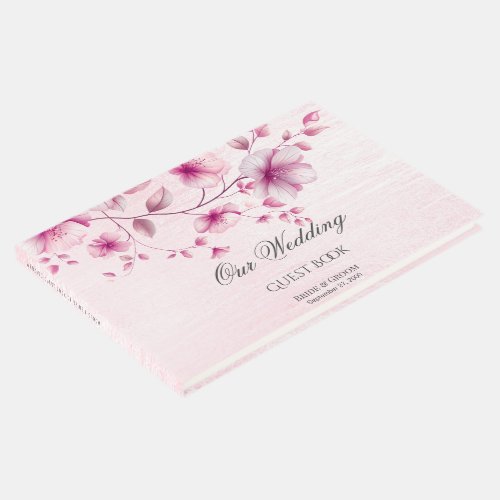 Watercolor Pink Flowers Guest Book