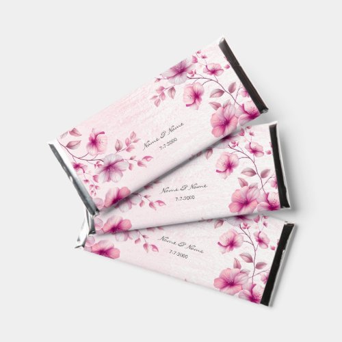 Watercolor Pink Flowers Hershey Bar Favors