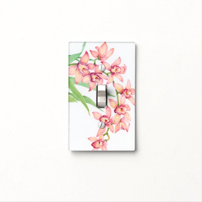 Watercolor Pink Flowers Light Switch Cover (In Situ)
