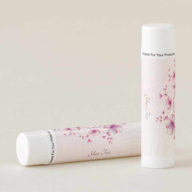 Watercolor Pink Flowers Lip Balm (Front)