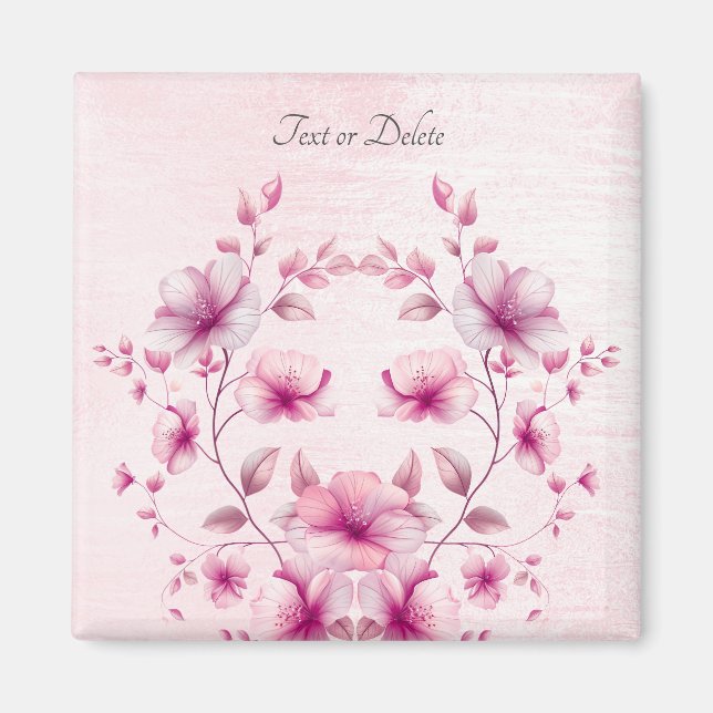 Watercolor Pink Flowers Magnet (Front)