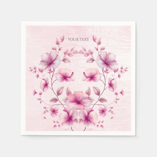 Watercolor Pink Flowers Napkins