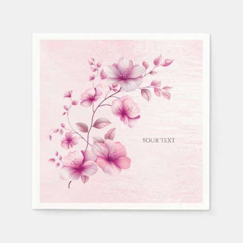 Watercolor Pink Flowers Napkins
