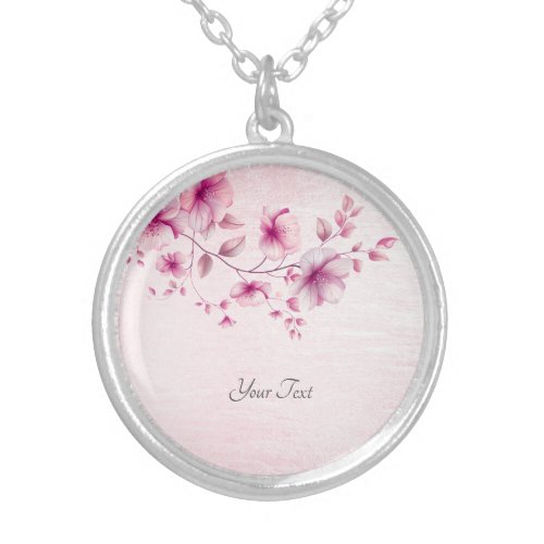 Watercolor Pink Flowers Necklace