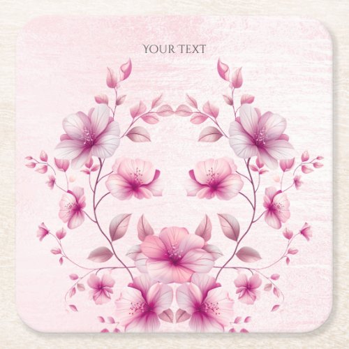 Watercolor Pink Flowers Paper Coaster