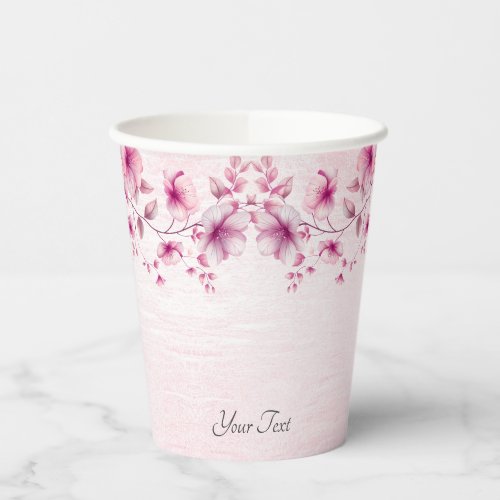 Watercolor Pink Flowers Paper cup