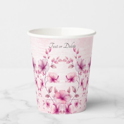 Watercolor Pink Flowers Paper cup