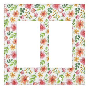 Watercolor Pink Flowers Pattern-69677 Light Switch Cover