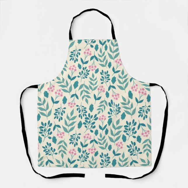 watercolor pink flowers pattern cool women gift apron (Front)