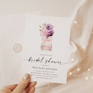 Watercolor Pink Flowers Perfume Bridal Shower Invitation