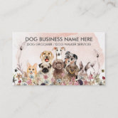 Paw Pet Sitter Grooming Glitter Pink Black Dog Cat Business Card
